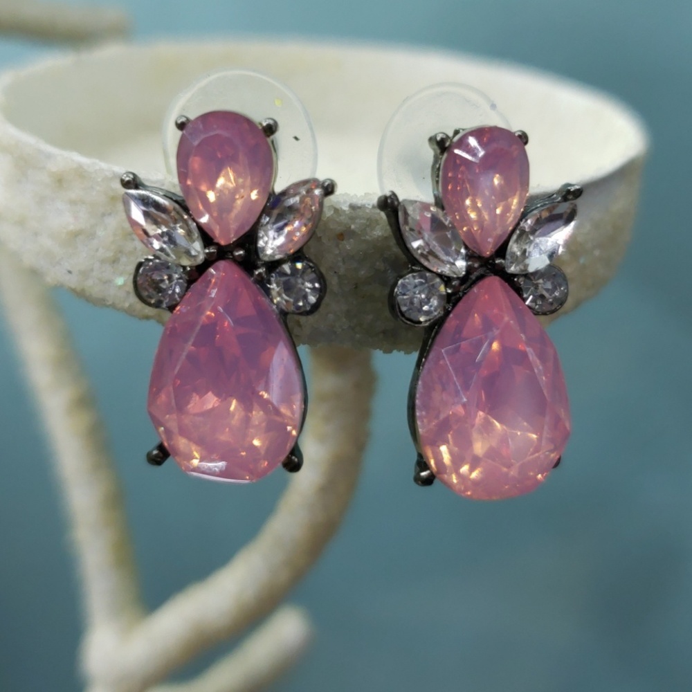 Pink Crystal Angel stud earings, New